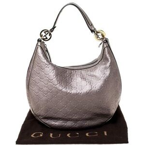 Gucci Twins Metallic Guccissima Leather Interlocking G Hobo Bag PRISTINE